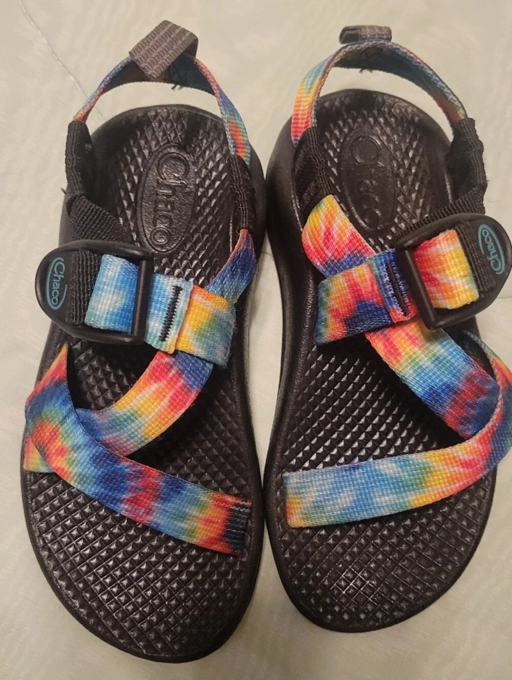 Chaco Kids' Z/1 EcoTread Sandal in the TIe Dye pattern. Little Kids Size 11